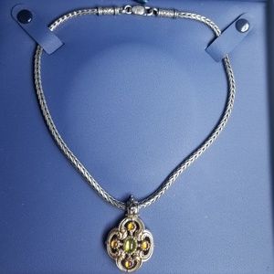 Konstantino slvr/gold citrine and peridot necklace